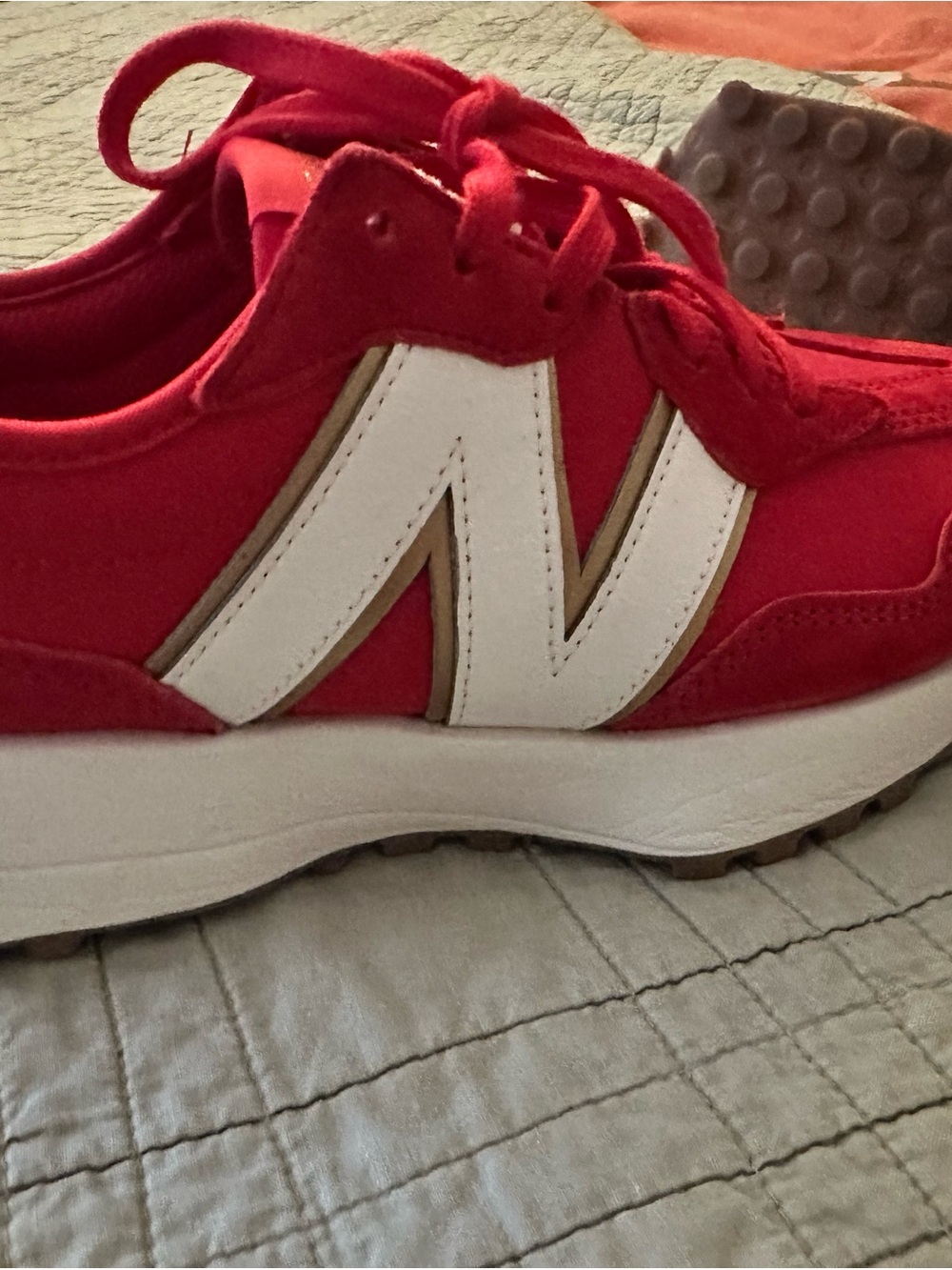 New Balance Red and White Women’s Sneakers - Picture 2 of 3
